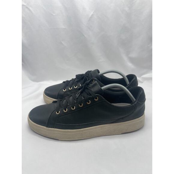 Kizik Vegas Shoes Mens Size 11.5 Black Leather Walking Comfort Casual Sneakers - Picture 2 of 11